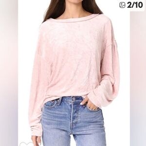 New Free People Milan crushed velvet pullover with balloon sleeves
